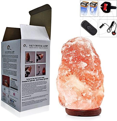 100% Good Health Himalayan Salt Lamp - Beautiful Pink Coloured 3-6Kg INCLUDING MAINS LEAD ON/OFF BUTTON WITH UK PLUG/15WTT 2X BULB BY EverUK (3-5Kg Salt Lamp)