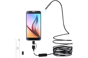 KEYOHOME Endoscopio Android 3 in 1 Impermeabile IP67 USB Telecamera di Ispezione con LED Cavo Serpente Rigido per Dispositivo Tablet Smartphone (5m)