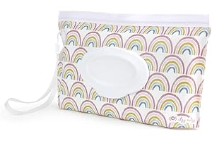 Itzy Ritzy Reusable Wipe Pouch – Take & Travel Pouch Holds Up to 30 Wet Wipes, Includes Silicone Wristlet Strap, Rainbow