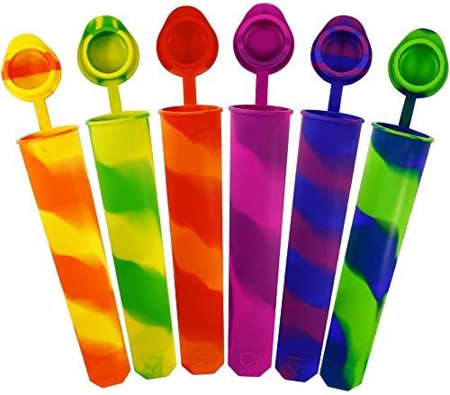 Kidac Popsicle Moulds Silicone Ice Lolly Moulds Ice Pop Molds with Anti-lost Lid - Food Grade BPA Free (Set Of 6 Multicolor)