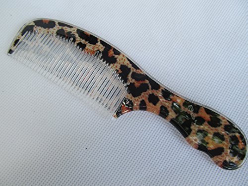 Ladies, Girls Leopard Animal Grain 16cm Length Quality Plastic Healthy hair comb brush detangler anti-static, light weight by Fat-catz-copy-catz