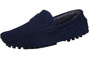 Jamron Uomo Pelle Scamosciata Penny Mocassini Comfort Scarpe da Guida Pantofole