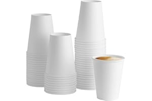 GUSTO [12 oz. - 350 ml - 100 Count Disposable White Paper Cups, Hot Coffee Cups - Eco-Friendly Hot Cups - Formerly Comfy Package