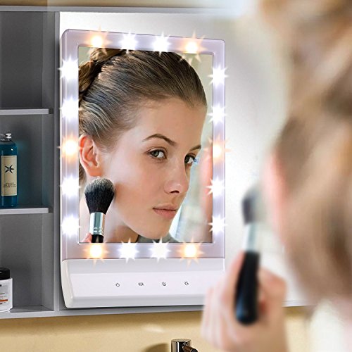 TFCFL LED Make-up Spiegel-Tisch Top Vanity beleuchteten Kosmetikspiegel, Touchscreen Wandhalterung beleuchtete Spiegel mit 18 LED-Leuchten für Tischplatte, Reise, Rasieren, Dressing
