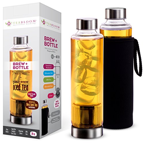 Preisvergleich Produktbild Teabloom Tee Teeei Reiseflasche - Großes Fassungsvermögen Kalter Teeaufguss oder Kaffeemaschine - Persönliche Tumbler- / Sport-Flasche - 550 ml
