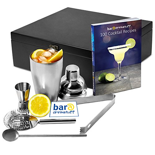 Manhattan Nights Cocktail Geschenk Set mit Rezeptbuch in Holz Geschenkbox – Cocktail -