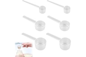 CAISYE 6 sztuk gramów miarki, plastikowe łyżki dozujące, łyżki do dozowania, dozownik białka w proszku, kubek do gotowania i płynu, łyżka z dozownikiem, miarki kuchenne (5 g, 10 g, 20 g)