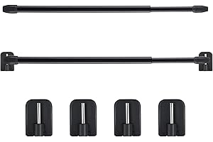 Jetec 2 Piezas Barras de Cortina Extensibles sin Taladrar Barra de Cortina de Ducha Autoadhesiva Barra de Cortina de Plástico Ajustable para Vitrina Ventana Armario Baño Cocina Oficina Hotel (Negro)