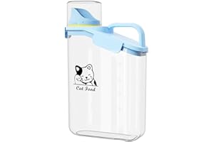 ZOEQIDE Boite a Croquette Pour Chat 2L Conteneur Pour Aliments Animaux de Compagnie Container Croquette Avec Gobelet Doseur Aliments Animaux Conteneur Chat Portable Boite Croquette-Sans Bpa Bleu Transparent
