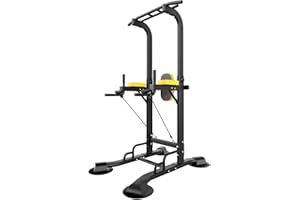 Leiblsufo Pull Up & Dip Station Dip Stand Power Tower, Adjustable Height Home Strength Training Fitness Workout Station, With tension rope
