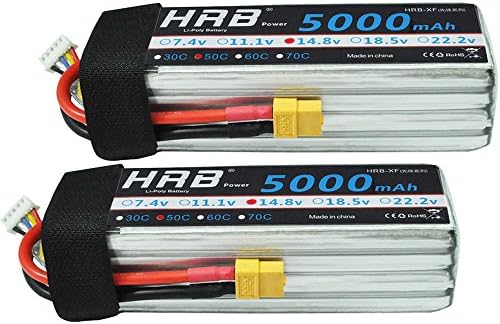 Ailikeoprte 2packs 5000mAh 50C 14.8v 4S RC LiPo Battery with XT60 Plug for RC Racing Airplane Helicopter Car Truck Boat Traxxas Slash DJI Phantom Flame