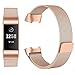 Produktbild KIMILAR Fitbit Charge 3 Armband Milanese Edelstahl, Verstellbare Magnet Ersatzarmband Metall Band Bracelet für Fitbit Charge 3 & Special Edition Fitness Tracker (Rosengold, L}