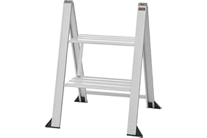 ‎WIBE LADDERS Alu Trittleiter Vikingstep Midi von WIBE LADDERS I 480mm hoch I Belastbar bis 150kg I Kompakte Aluminium Klapptrittleiter mit 2 Stufen I Nur 35mm breit I 728142