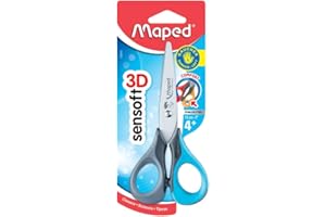 Maped - Tijeras Escolares - Sensoft 13 cm para Zurdos - Tijeras Infantiles - Agarre Ergonómico para Facilitar la Empuñadura - Anillas Blandas - 3 Diseños Diferentes