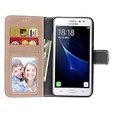 BONROY® Tasche Hülle für Handyhülle für Samsung Galaxy J3 PRO (5,0 Zoll) Retro matte Leder PU Leder Flip Schutzhülle Case Cover Etui Lederhülle mit Silikon Back Cover PU Leder Handytasche im Bookstyle Stand Funktion Kartenfächer Schale Stoßfest Handyhülle für Samsung Galaxy J3 PRO (5,0 Zoll) - 