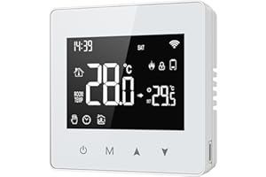 YUETTYY Termostato WiFi, termostato Tuya alimentado por batería, termostato programable inteligente, termostato WiFi montado en la pared de la aplicación Caldera Smart Life compatible