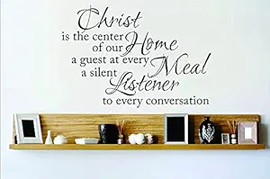 PRINTELLIGENT Vinyl PVC Christ is The Center of Our Home a Guest at Every Meal a Silent Listener Wall Sticker (16 x 20 Inches)