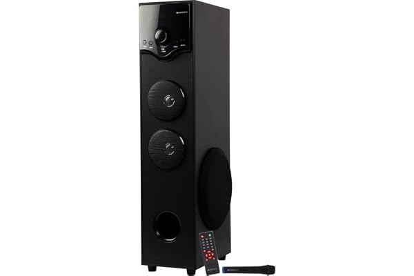 ZEBRONICS ZEB-BT505RUCF 50W Tower Speaker with Triple Drivers, Supporting Bluetooth v5.1, USB, AUX in, FM Radio, Wireless Mic