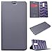 Produktbild SMART LEGEND Xiaomi Redmi Note 4 Hülle, Lederhülle Ledertasche Hülle Grau Schutzhülle Premium PU Leder Flip Case Protective Cover Innere Transparent Weiche Silikon Bookcase Handy Tasche Schale mit Kartenfächer Magnet Standfunktion Etui für Xiaomi Redmi Note 4