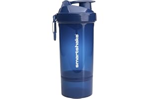 Smartshake Bouteille shaker protéinée O2GO ONE 800 ml | 27 oz – Shaker avec compartiment à poudre – Couvercle à visser anti-fuite – Sans BPA – Shaker de sport unisexe – Bleu marine