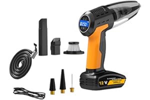 ARVALOLET Aspirateur à Main, compresseur d'air Rechargeable Portable, plumeau d'air sans Fil, aspirateur de Voiture, gonfleur de Pneu sans Fil, manomètre 4 en 1, Forte Aspiration pour Maison