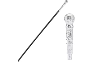 GORGECRAFT Bastone da Passeggio Vintage in Stile Antico per Halloween da 146.6cm per Costumi Punk in Plastica con Pomello Superiore in Argento Gioco di Ruolo Scettro Bacchetta per Tema Spettacoli