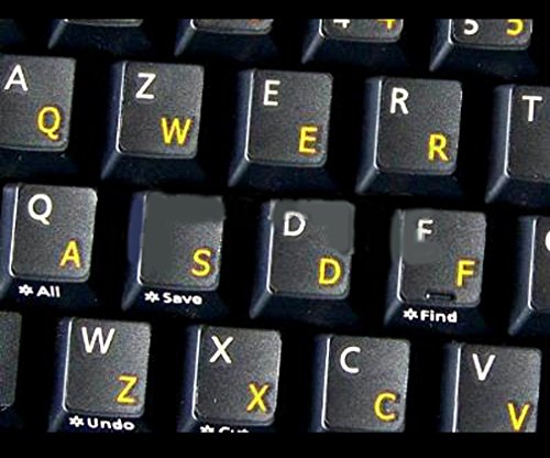 Englisch USA transparente Tastaturaufkleber mit Gelben Buchstaben - Geeignet für jede Tastatur
