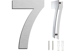 YWONOBY Brushed Modern House Number -6 Inch 152mm Height, Made of solid 304 Stainless Steel, Floating Appearance and Easy to install (Number 7 Seven)