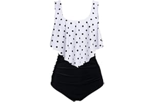 Aidotop Swimsuit for Women Top Ruffled High Waist Swimwear Two Pieces Bathing Suits Bikini Sets