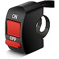 Excefore Motorcycle Handlebar Switch for U5 U7 U2 LED Headlight Scooter Electrombile - On/Off Push Button Switch for Tuning Part - 12V/10A - Red