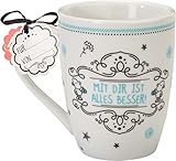 Sheepworld 59259 LieblingstasseMit dir ist alles besser, Porzellan-Tasse, mit Geschenk-Anhänger