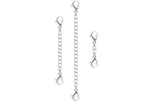 VNIDJGB 3 Pcs Necklace Extender,Silver Lobster Clasp Necklace Extender,Delicate Bracelet Extenders Silver,for DIY,Straps Suitable Straps,Braceletsand,Braclets Anklets and Custom Jewelry Make Supplies