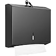 Paper Towel Dispenser Wall Mount Commercial, C Fold Multifold Hand Paper Towel Dispenser, Stainless Steel Tissue Holder (Matte Black)
