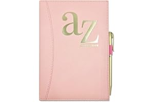 TALLON A to Z Telephone A5 Address Book A-Z Index Hard Back Cover with Pen (Pink)