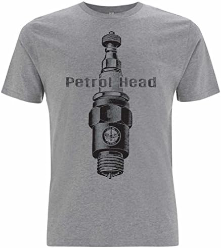 Oily Rag Clothing Petrol Head Spark Plug T-Shirt (Grey) (XX-Large)