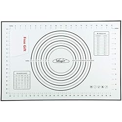 Nifogo Tapis de Cuisson Patisserie en Silicone Anti-adhésif Réutilisable Baking Mat Fondant Pâte, 100% sans Bisphénol-A (BPA),avec Mesure, 60 x 40 cm (Noir +Grattoir Cadeau)