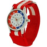 Reflex Kinderuhr unisex rot & weißes Stoffarmband mit Klettverschluss REFK0002