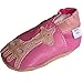 Soft Leather Baby girl Shoes with Suede Soles by Dotty Fish Pink Giraffe design - 6-12 months