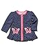 M&Co Baby Girl Polka Dot Spotty Zip Front Butterfly Applique Cotton Cardigan Navy 0/3 Mnths