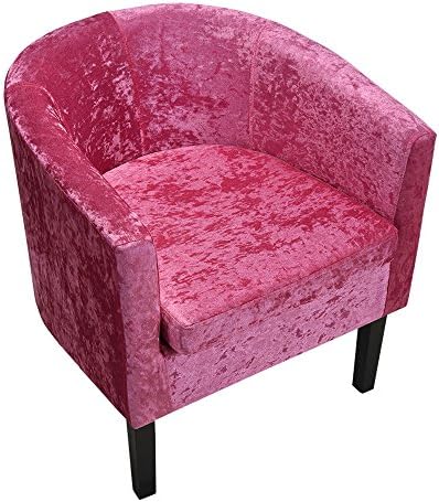 EVAHO Designer Crushed Velvet Tub Chair Armchair Living Dining Room Office Single Sofa Chair (Pink)