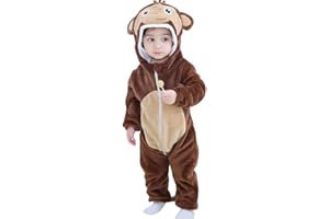 BriskyM Neonato Neonato Cartoon Tuta In Pile Manica Lunga Animale Con Cappuccio Cerniera Pantalone Lungo Pagliaccetto Vestiti Di Halloween