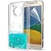 Produktbild LeYi Moto G5 Glitzer Hülle mit HD-Schutzfolie, Süße Mädchen Frauen Glänzende Flüssig Bewegende Treibsand Transparent TPU Silikon Geschützte Handyhülle für Motorola Moto G5 ZX Turquoise