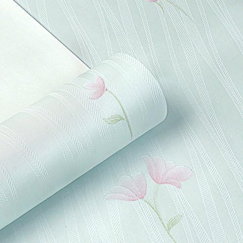 Jedfild Korean-style garden 3D Texture Stripe non-woven cloth wallpaper living room TV background bedroom wallpaper and welcoming, the flower Light Cyan