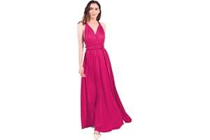 FYMNSI Damen Multiway Lange Abendkleid Hochzeit Brautjungfernkleid Bodenlang Partykleid Cocktailkleid Cabrio Wickelkleid V-Ausschnitt Festlich Kleid Rückenfrei Neckholder Maxikleid Sommer Strandkleid