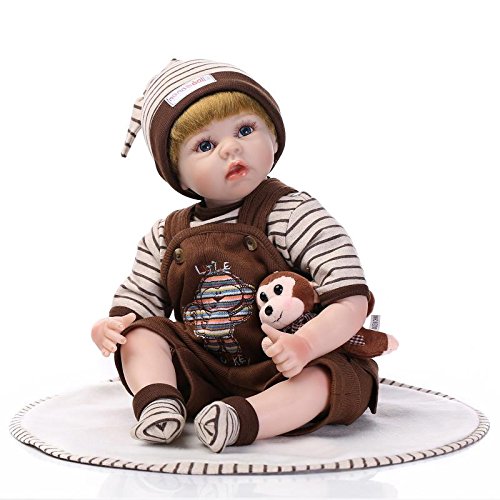NPK 2017 Hot Gift Item Lifelike New Reborn Boy Baby Doll Soft Vinyl Silicone Newborn Dolls with Small Lovely Monkey Toy