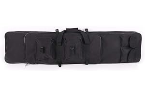 LUVODI Custodia tattica per fucile, 99/119 cm, morbida e imbottita, con chiusura a chiave, borsa per canna da pesca, zaino per pistola, fucile da caccia, softair con tracolla, 4 sacchetti, nylon