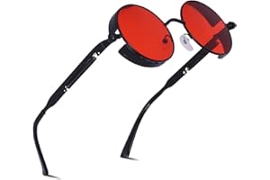 besbomig Sonnenbrille Damen Herren - Retro Rund Steampunk Brille UV400 Schutz Polarisiert Hippie Festliche Partybrille Fasching Brillen Rave Goggles Outdoor Aktivitäten Mode Accessoire