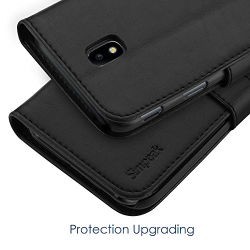 Funda Samsung Galaxy J5 2017 Simpeak Carcasa Samsung J5 2017 Fundas Cuero Galaxy J5 2017 5 2 pulgadas   Soporte Plegable  Ranuras para Tarjetas y Billetes  Estilo Libro  Acceso a Botones  Cierre Magn  tico Negro