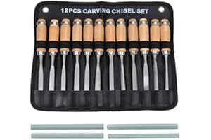 KEESIN Holz Schnitzerei Handmeißel Set, 12 in 1 Profi Holz Bearbeitungs Werkzeug