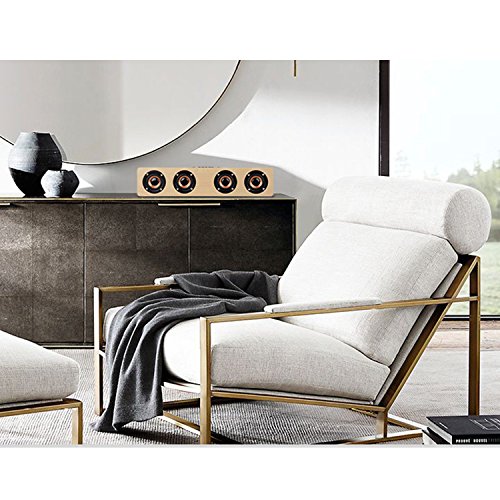 CAHAYA Cassa Bluetooth Senza Fili 12W Altoparlante Ricaricabile con 4 Subwoofer Stereo e Microfono Supporta Chiamata Vivavoce Scheda TF AUX Radio FM ( Colore di Legno Chiaro)